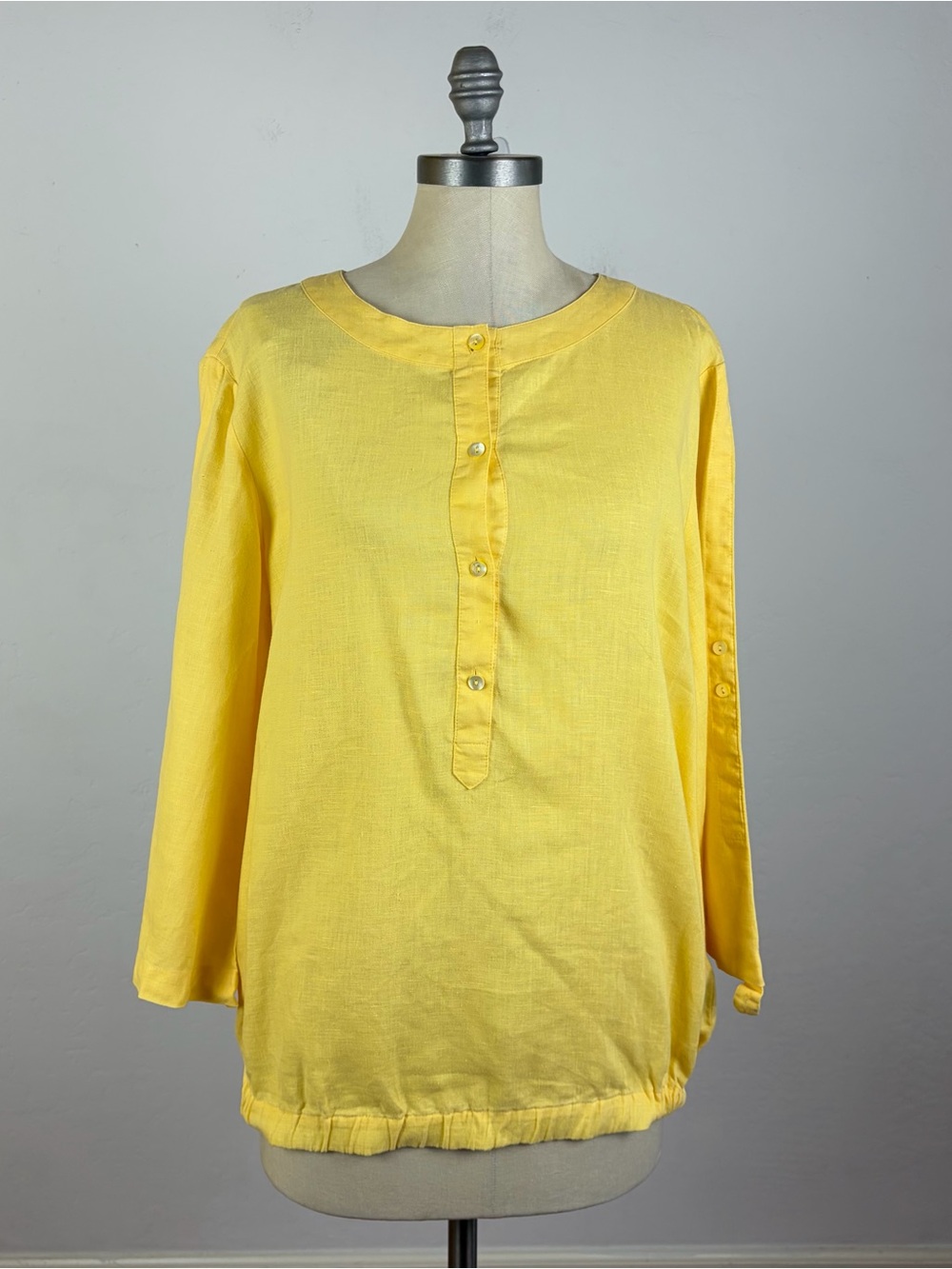Lafayette 148 New York Linen Popover Top in Yellow